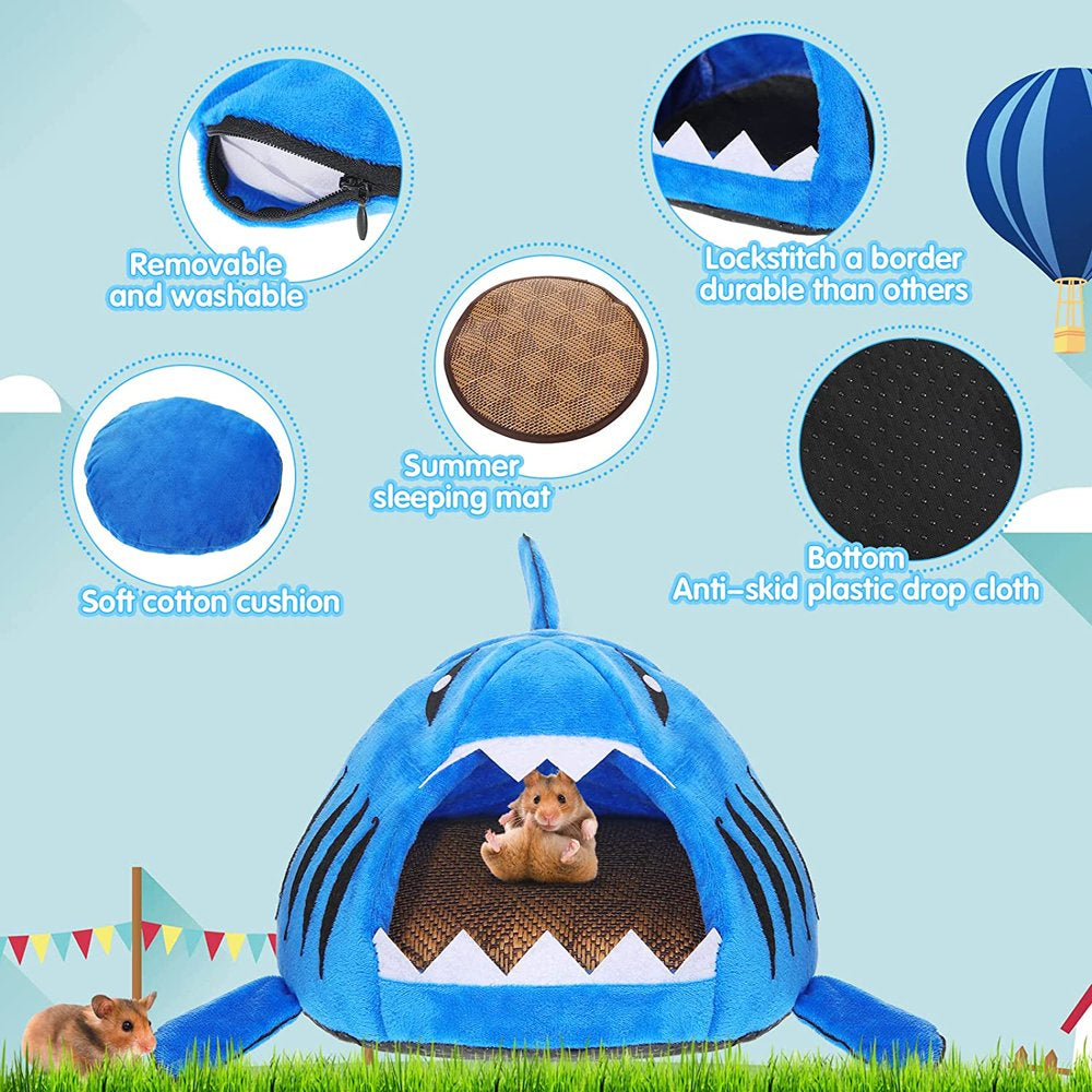 Shark Guinea Pig Bed Warm Hamster Nest House Pet Warm Hideout Cage Habitat with Small Animal Sleeping Mat Cushions for Dutch Pig Hamster Hedgehog Rat Chinchilla (Navy Blue) Animals & Pet Supplies > Pet Supplies > Small Animal Supplies > Small Animal Habitats & Cages YSSBL   