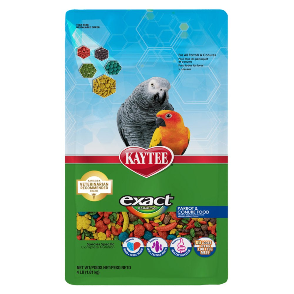 Kaytee Exact Rainbow Parrot & Conure Pet Bird Food, 4 Lb Animals & Pet Supplies > Pet Supplies > Bird Supplies > Bird Food Central Garden and Pet   