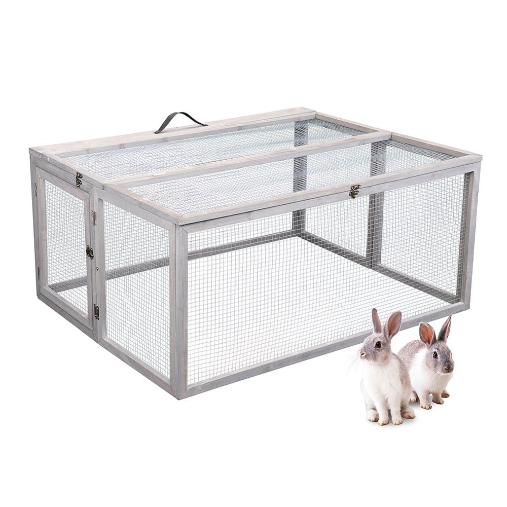 Kepooman Small Animal Folding Enclosure, Outdoor for Rabbits Chicks Guinea Pigs Wood Playpen with Roosting Bar, Gray Animals & Pet Supplies > Pet Supplies > Dog Supplies > Dog Kennels & Runs Kepooman   