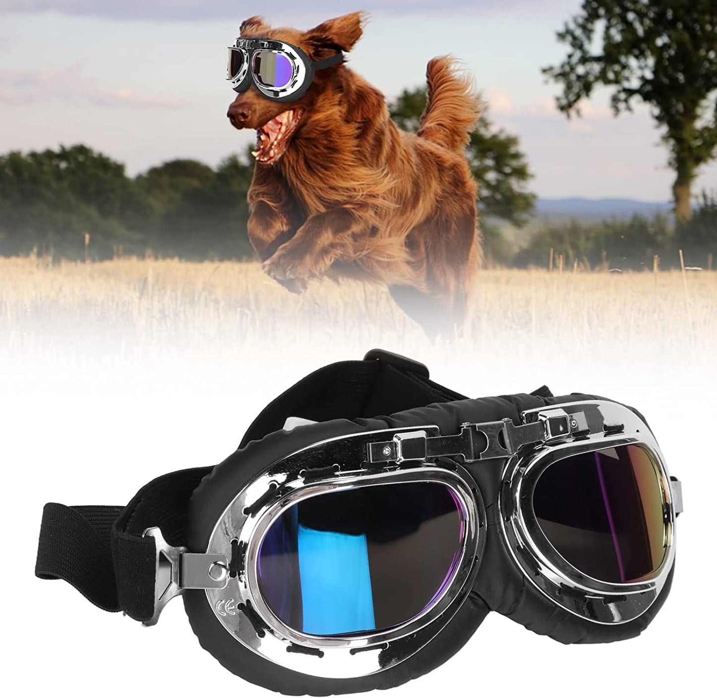 Dog Goggles Dog Eye Protection Sunglasses Adjustable Elastic Straps Pet Glasses with Folding Frame and Elastic Strap for Medium Large Dog(Five Colors) Animals & Pet Supplies > Pet Supplies > Dog Supplies > Dog Apparel Hyuduo   