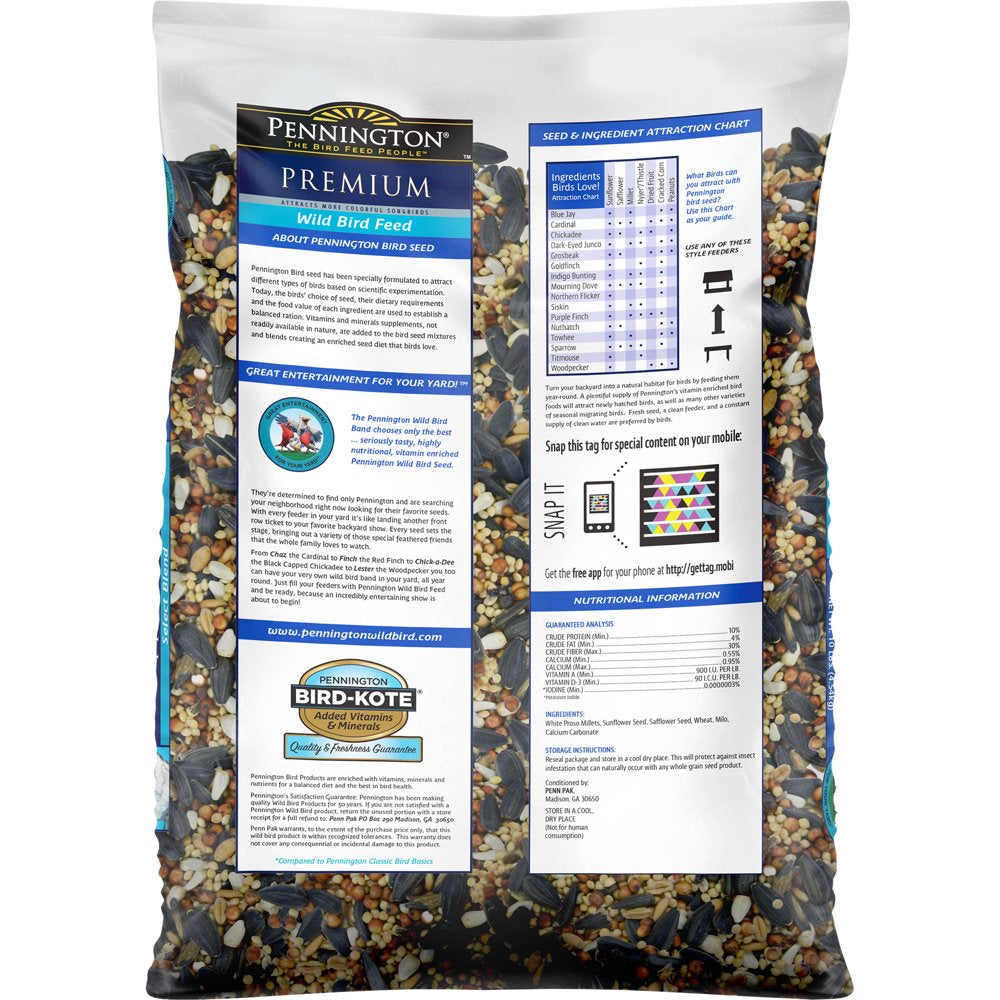 Pennington Wild Bird Premium Select Blend Feed and Seed, 20 Lb. Animals & Pet Supplies > Pet Supplies > Bird Supplies > Bird Treats Pennington   