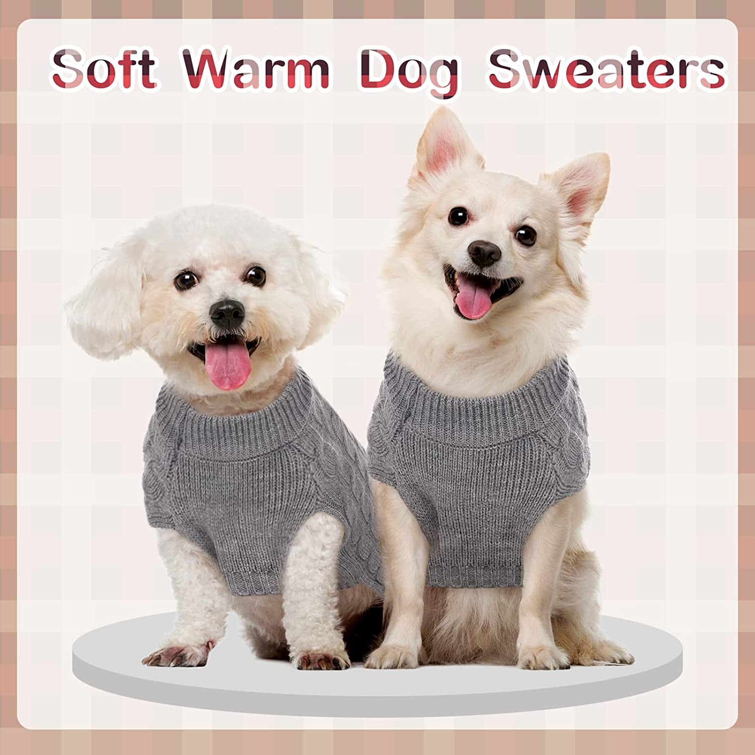 Kuoser Dog Sweater, Dog British Style Sweater Dress Warm Dog Sweaters Knitwear Vest Turtleneck Pullover Dog Coat for Small Medium Dogs Puppies Bulldog for Fall Winter with Leash Hole M Animals & Pet Supplies > Pet Supplies > Dog Supplies > Dog Apparel Kuoser   