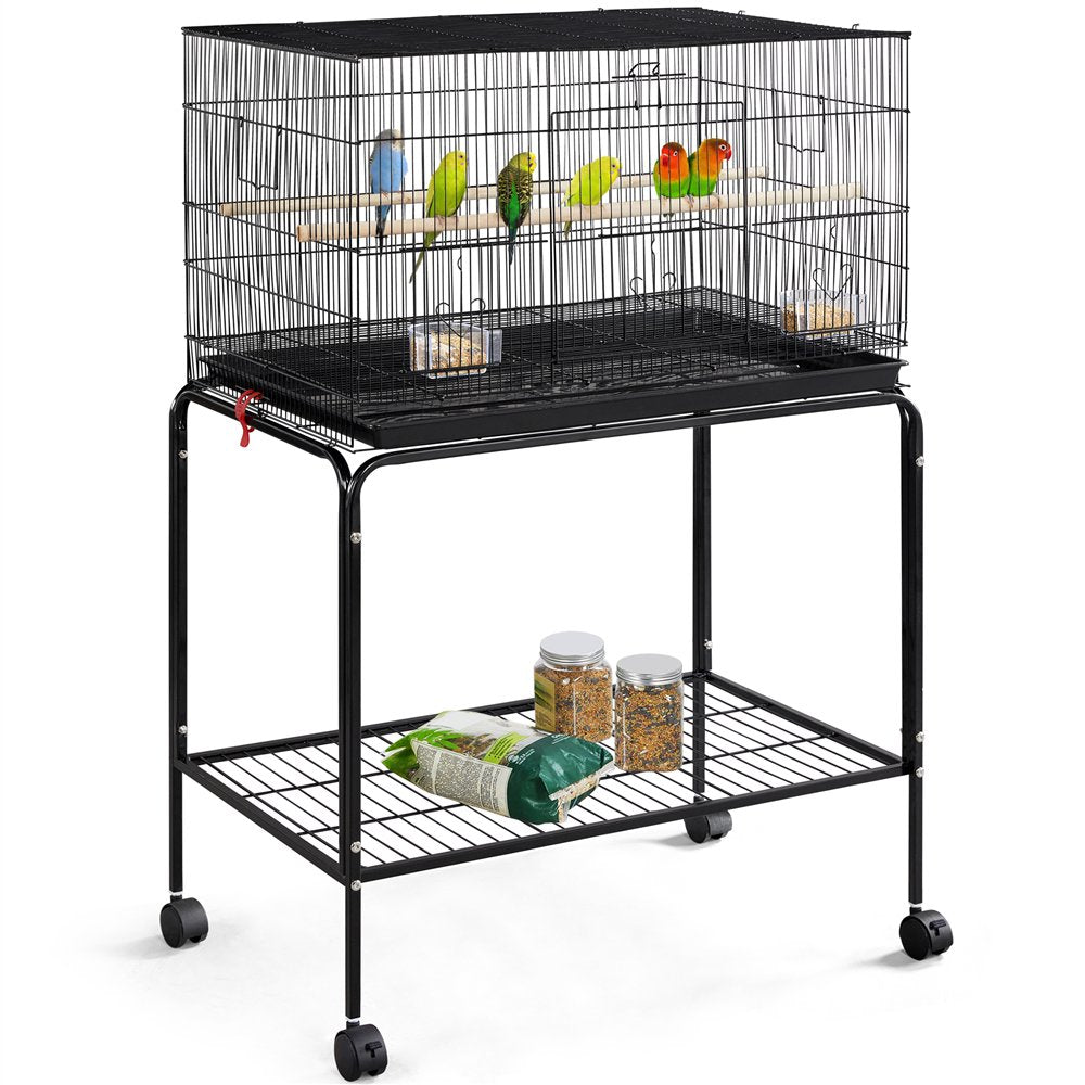 Topeakmart 47-In Flight Cage with Rolling Stand for Small Birds Parrots Parakeets Conures, White Animals & Pet Supplies > Pet Supplies > Bird Supplies > Bird Cages & Stands Topeakmart Black  