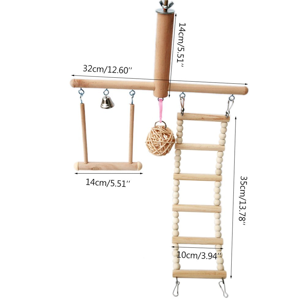 Bird Cage Stand for Play Gym Conure Parrot Perch Playground Climbing Ladder Swing Rattan Ball Chew Toys Animals & Pet Supplies > Pet Supplies > Bird Supplies > Bird Ladders & Perches WANGFUFU   