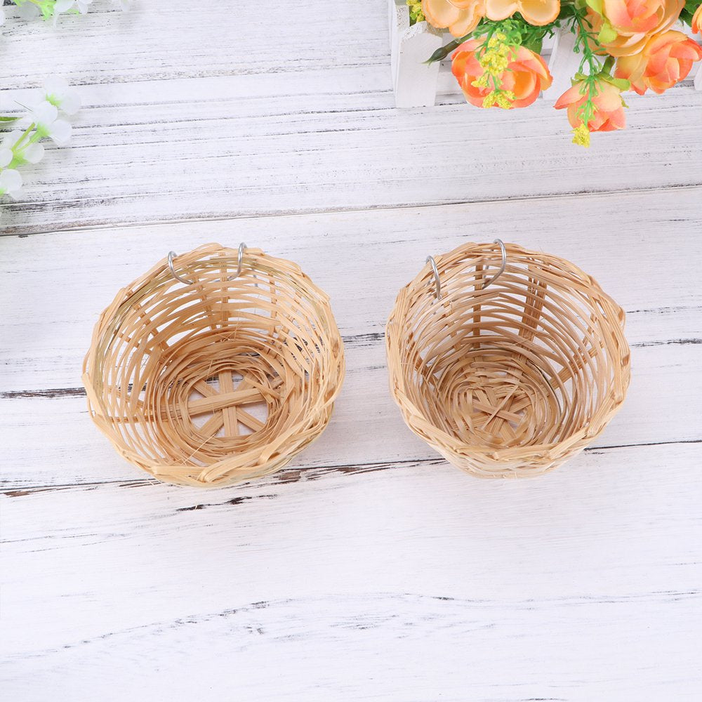 Etereauty Bird Nest Cage House Parakeet Birds Cages Finch Parakeets Canary Accessories Nests Bamboo Artificial Cockatiel Hanging Animals & Pet Supplies > Pet Supplies > Bird Supplies > Bird Cage Accessories ETEREAUTY   