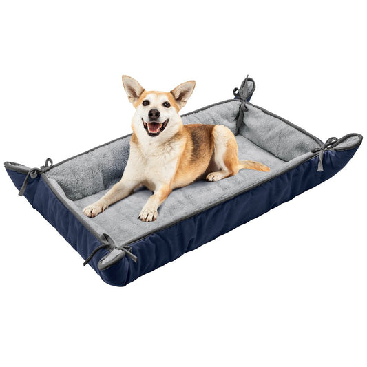 Pawsse Dog Cuddler Bed,Soft Plush Pet Sofa Thick Kennel Cushion Pad Crate Mat Blanket Car Seat Cover for Small Medium Large Dogs Puppy Cats, Blue Animals & Pet Supplies > Pet Supplies > Cat Supplies > Cat Beds Pawsse Navy  