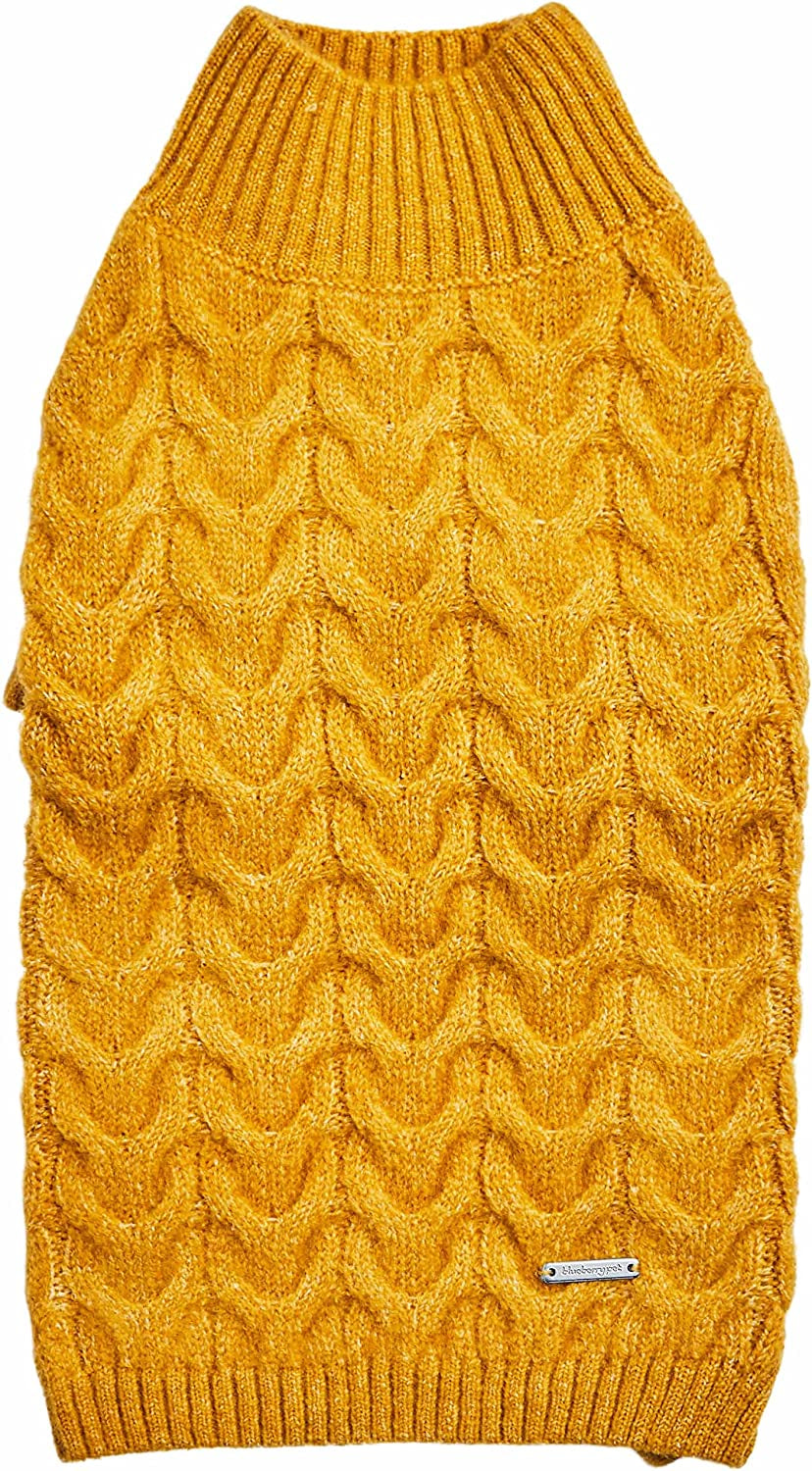 Blueberry Pet Classic Fuzzy Textured Knit Pullover Turtle-Neck Dog Sweater in Mustard Yellow, Back Length 12", Pack of 1 Clothes for Dogs Animals & Pet Supplies > Pet Supplies > Dog Supplies > Dog Apparel Blueberry Pet Mustard Yellow, Turtle-neck 12 inch (Pack of 1) 