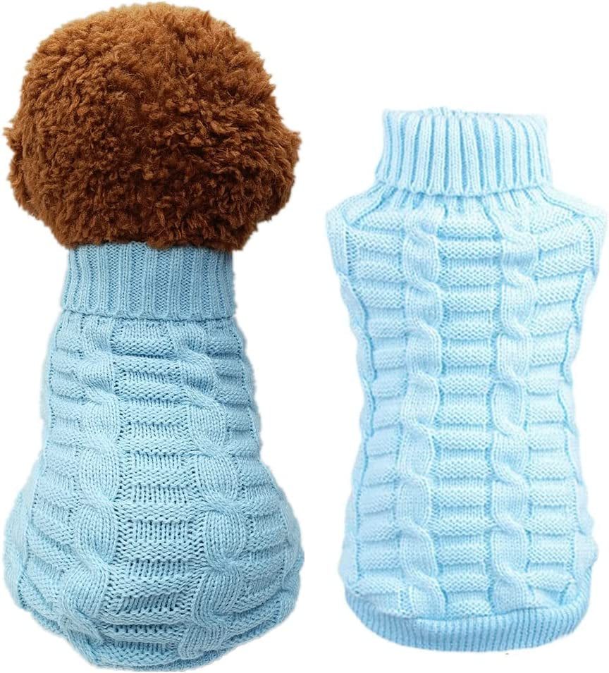 Knitted Braid Plait Turtleneck Sweater Knitwear Outwear for Dogs & Cats (Pink, L) Animals & Pet Supplies > Pet Supplies > Dog Supplies > Dog Apparel Wiz BBQT Light Blue L 