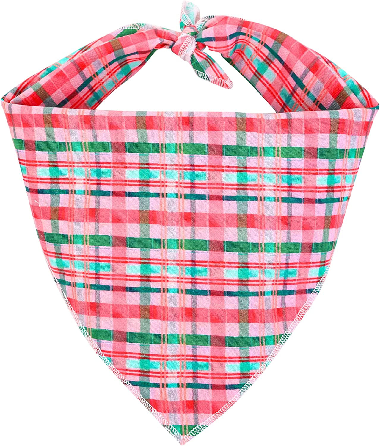 Unique Style Paws Christmas Plaid Dog Bandanas 1PC Cotton Washable Winter Triangle Dog Scarfs for Small Medium Large Dogs and Cats-Red Grid-S Animals & Pet Supplies > Pet Supplies > Dog Supplies > Dog Apparel Unique style paws Pink & Green Grid Small 