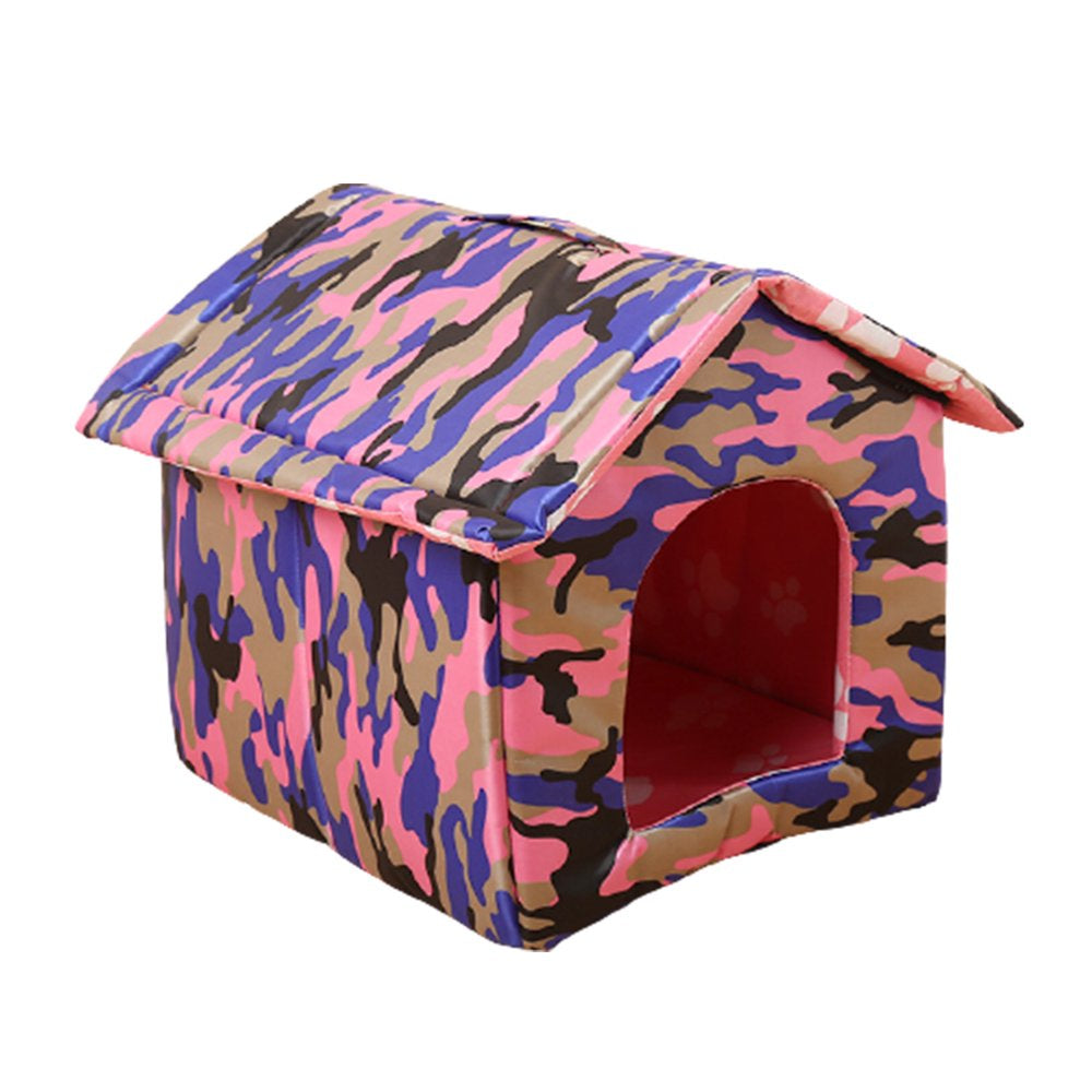 VERMON Waterproof Dog House Lovely Wear-Resistant Foldable Pet Shelter for Home Animals & Pet Supplies > Pet Supplies > Dog Supplies > Dog Houses VERMON M Camouflage Red 