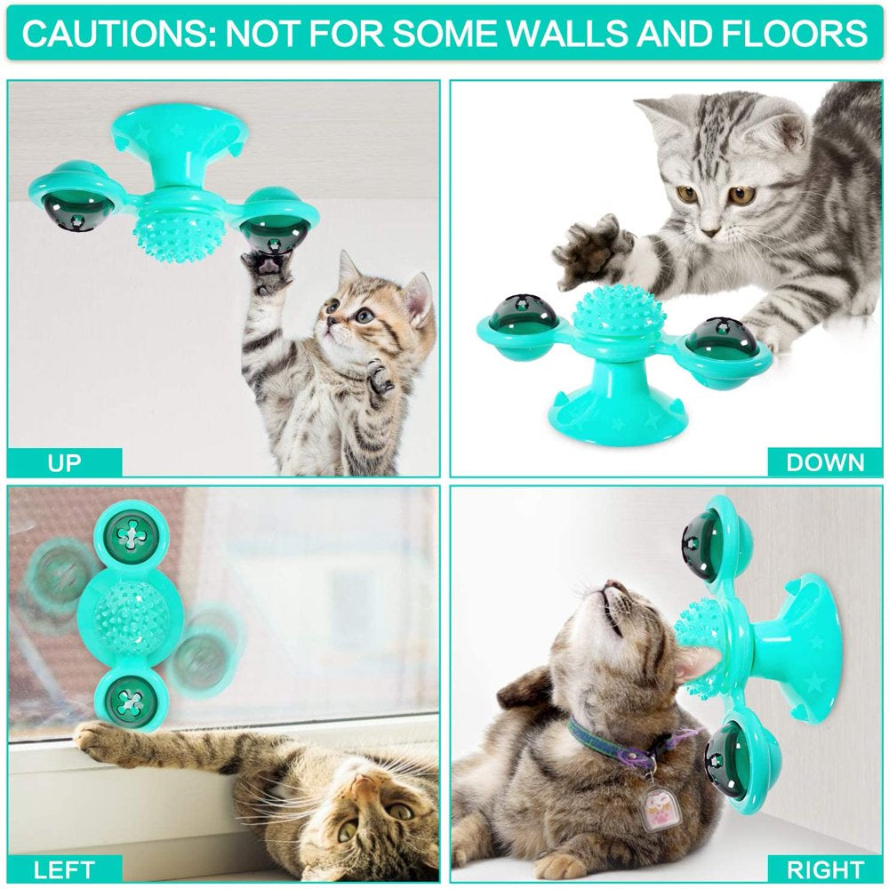 Catnip Toys Windmill Cat Toy, Cat Turntable Teasing Interactive Toy with Suction Cup and LED Ball, Portable Windmill Scratch Hair Brush Cat Toothbrush Oral Care Toy Animals & Pet Supplies > Pet Supplies > Cat Supplies > Cat Toys HUA TRADE   