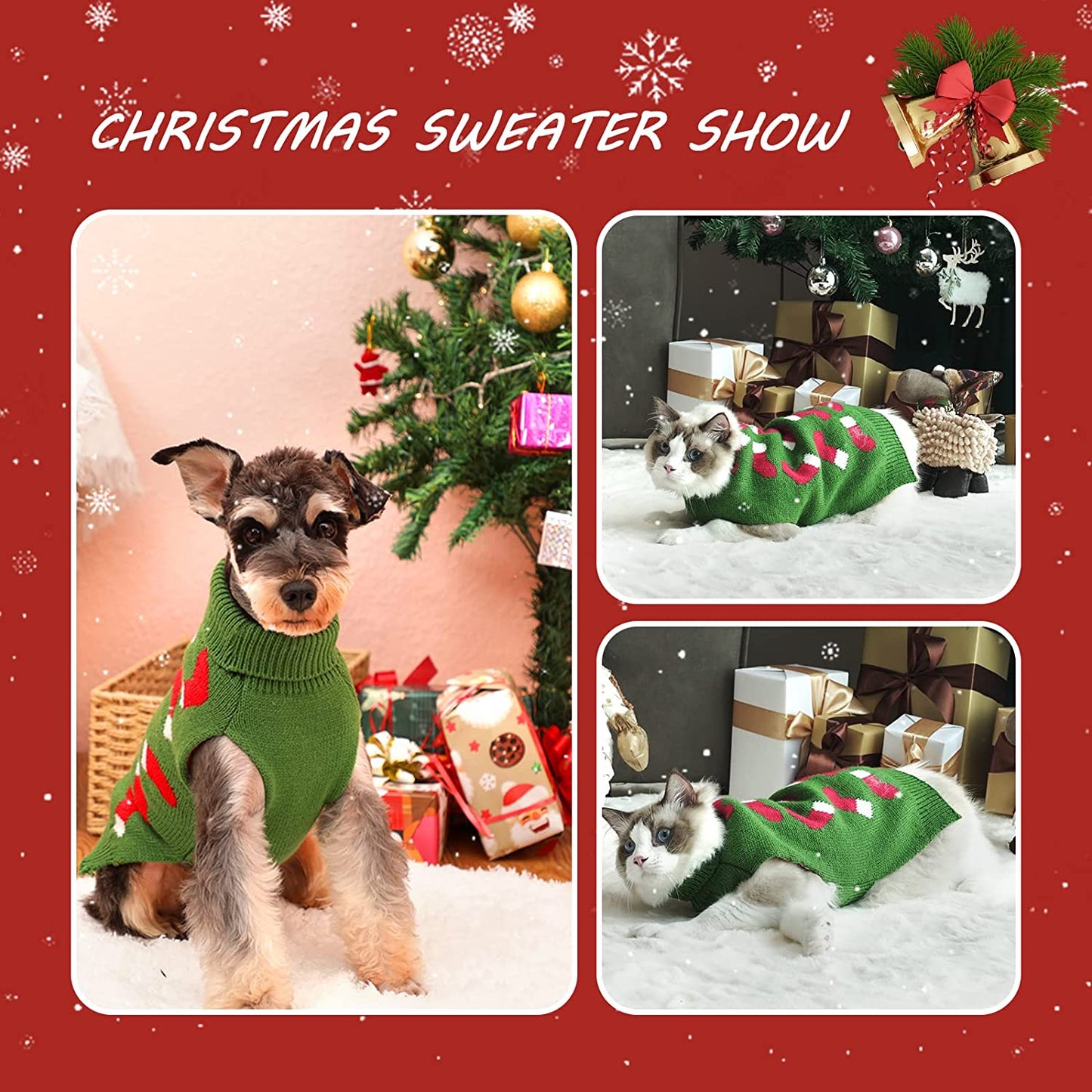 Yokee Dog Christmas Sweater Holiday Dog Apparel Dog Turtleneck Sweater Puppy Kitten Fall Dog Sweater Pet Clothes Christmas Socks Pattern Winter Clothes for Small Medium Large Dog XL Dog Sweaters Animals & Pet Supplies > Pet Supplies > Dog Supplies > Dog Apparel Yokee   