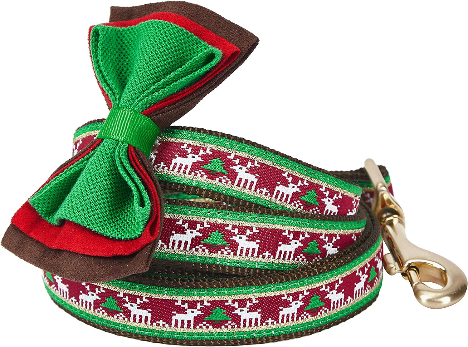 Blueberry Pet Christmas Santa Claus'S Reindeer Dog Leash with Bowtie, 5' * 3/4", Medium, Leashes for Dogs Animals & Pet Supplies > Pet Supplies > Dog Supplies > Dog Apparel Blueberry Pet Leash - Santa Claus's Reindeer 5' * 3/4" (Pack of 1) 