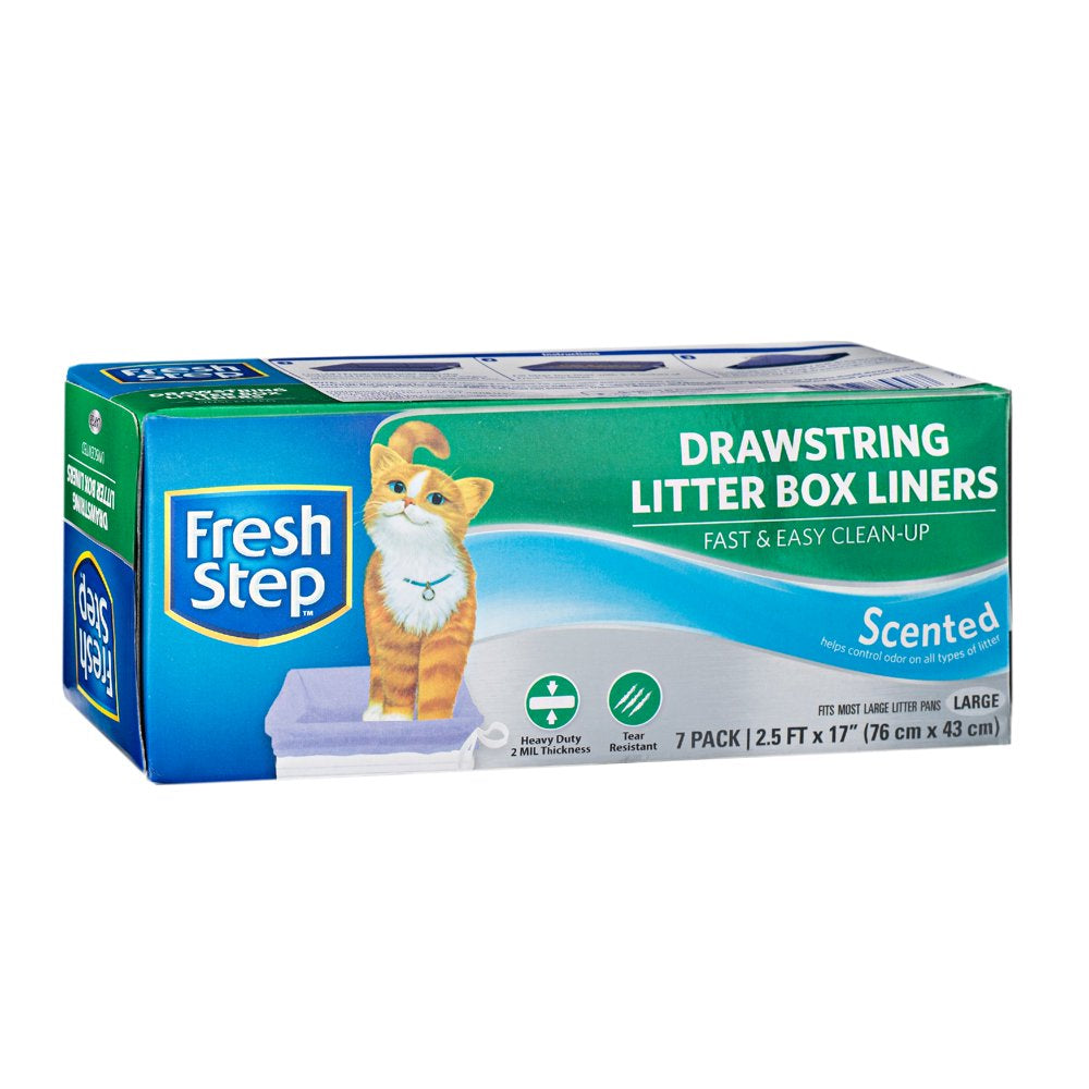 Fresh Step Drawstring Litter Box Liners Scented, Large Size, 30" X 17" - 7 Count Animals & Pet Supplies > Pet Supplies > Cat Supplies > Cat Litter Box Liners Fetch for Pets   