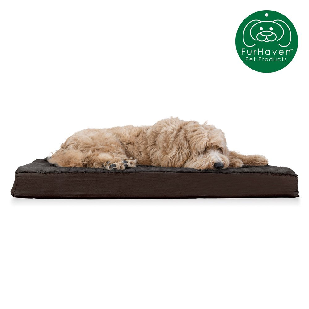 Furhaven Pet Products | Deluxe Memory Foam Ultra Plush Mattress Pet Bed for Dogs & Cats, Chocolate, Jumbo Animals & Pet Supplies > Pet Supplies > Cat Supplies > Cat Beds FurHaven Pet Cooling Gel Foam L Chocolate