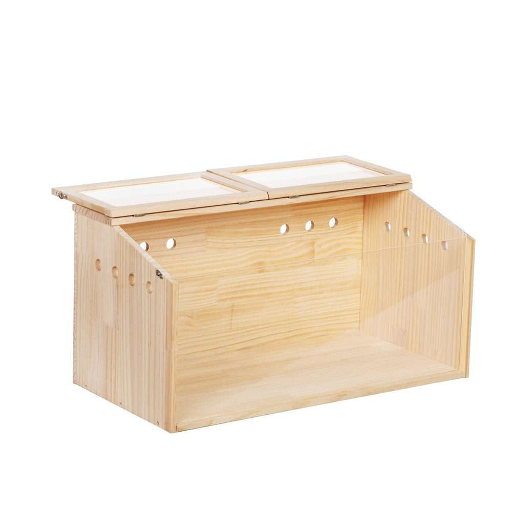 Middle Transparent Wooden Hamster Cage, Small Animal Habitat Hutch for Large Siberian Hamster,Gerbils,Little Rabbits, Natural Animals & Pet Supplies > Pet Supplies > Small Animal Supplies > Small Animal Habitats & Cages HOMEFUL   