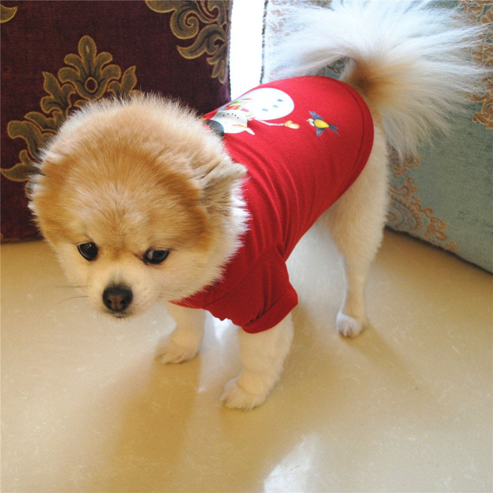 Cbzote Pet Clothes Christmas Pet Cartoon Printed Pullover T Shirt Cute Spring Autumn Cartoon Printing Dogs Shirts Soft Pet Christmas Puppy Apparel Outfit 4 Sizes Red XS Animals & Pet Supplies > Pet Supplies > Dog Supplies > Dog Apparel cbzote   