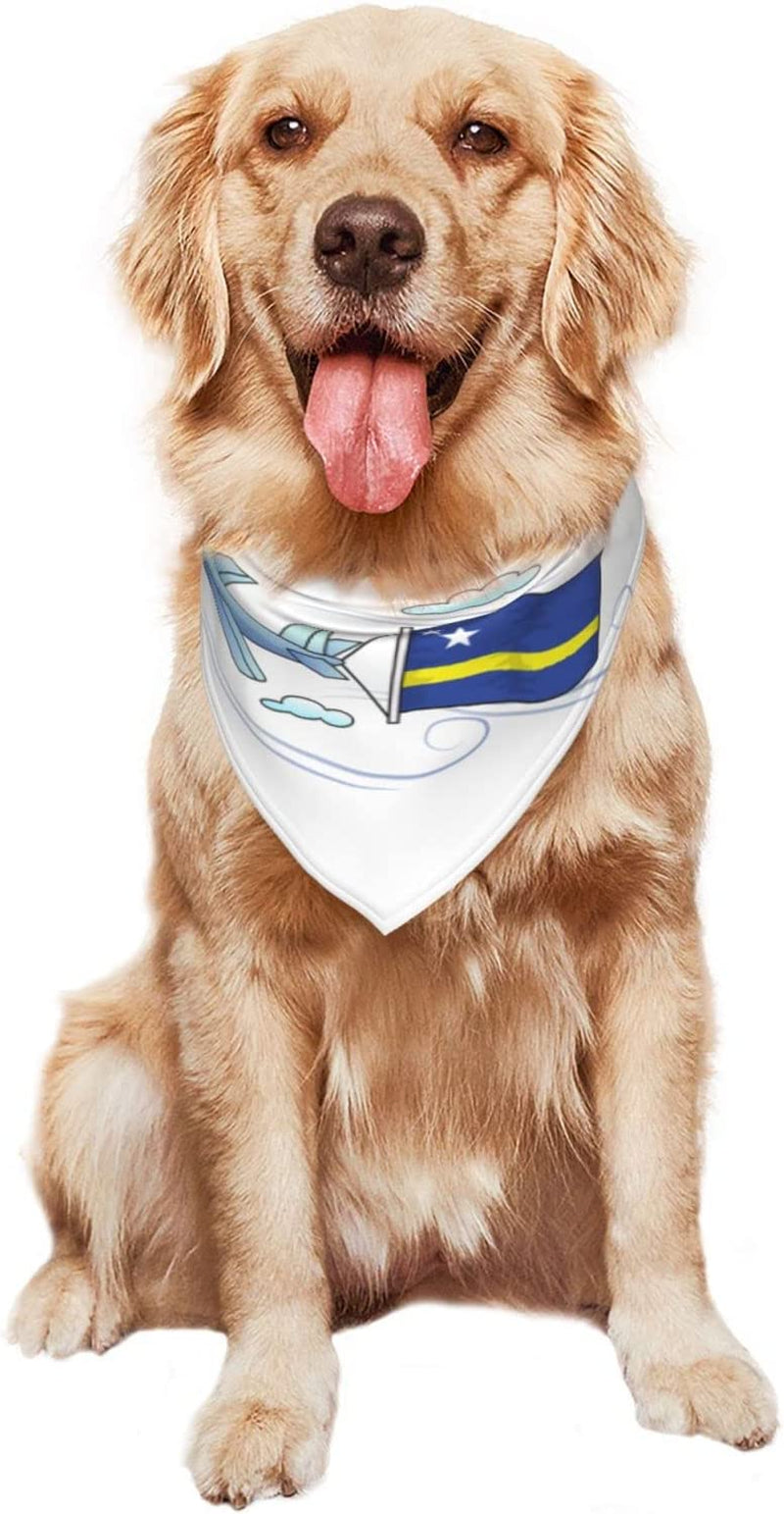 Airplane with Flag Curacao Pet Dog and Cat Decorative Triangle Scarf,Dog Bandana,Breathable and Stain Resistant. Animals & Pet Supplies > Pet Supplies > Dog Supplies > Dog Apparel ZALTAS   