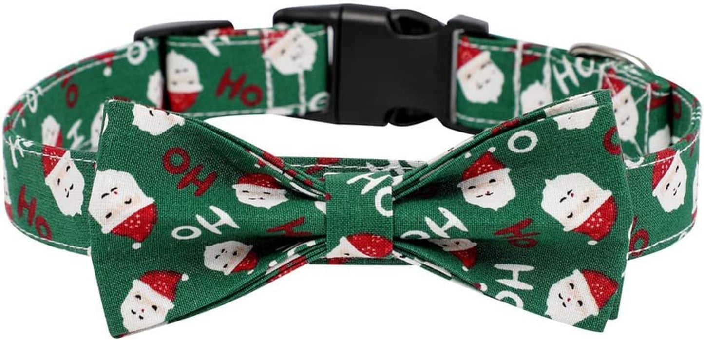 Tangpan 2Pcs Soft Cotton Christmas Pet Dog Collar, with Removable Bow-Tie Décor ( Red & Green Bow-Knot,S ) Animals & Pet Supplies > Pet Supplies > Dog Supplies > Dog Apparel TangPan   