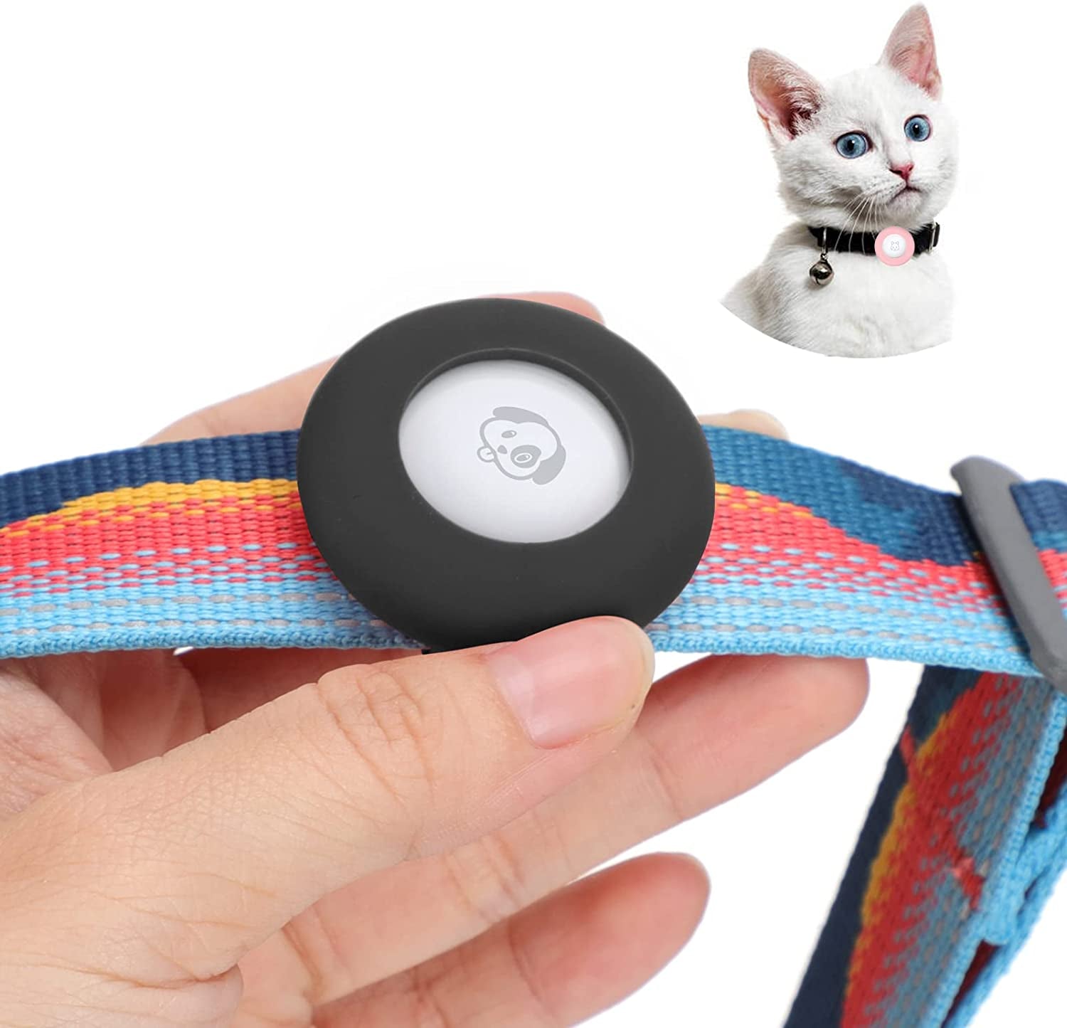Airtag Dog Collar Holder Silicone Pet Collar Case for Apple Airtags, Anti-Lost Air Tag Holder Compatible with Small Wide Cat Dog Collars (Large:For Dog Collar 0.8-1.1 Inch, Black) Electronics > GPS Accessories > GPS Cases PANZZDA Black Small:for cat collar 0.4-0.6 inch 