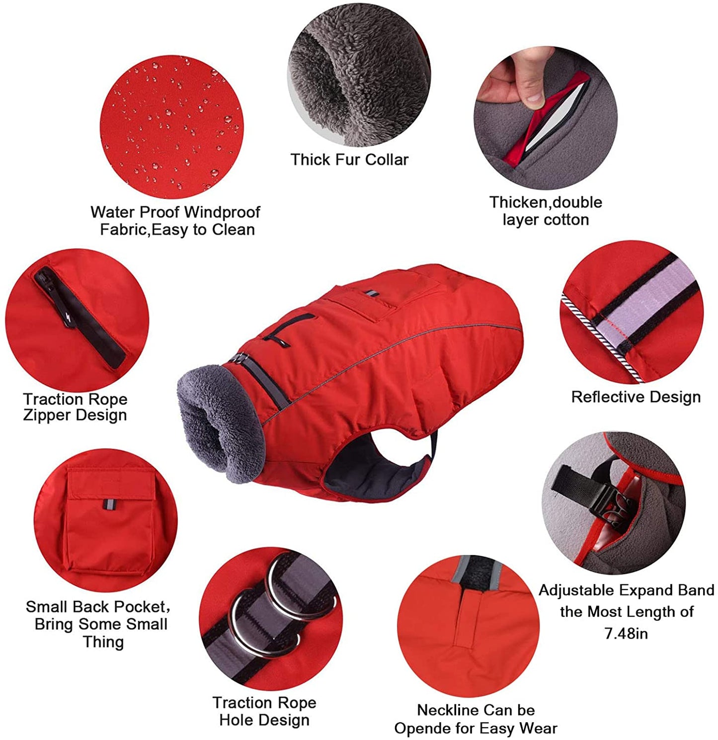 Dog Cold Weather Coats Dog Apparel for Warm Dog Jacket Reflective Waterproof Windproof Dog Vest Winter Coat Warm for Small Medium Large Dogs Sweaters Clothes Easy Put on and off （L-3XL） Animals & Pet Supplies > Pet Supplies > Dog Supplies > Dog Apparel Seicipet   