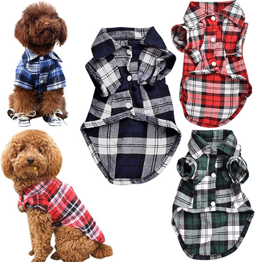 Walbest Cute Dog Shirt, Pet Plaid Clothes Shirt Cat T-Shirt, Breathable T-Shirt Top Apparel for Small Medium Large Dogs Cats, Puppy Soft Adorable Casual Cozy Christmas Costume Animals & Pet Supplies > Pet Supplies > Cat Supplies > Cat Apparel Walbest S Blue 