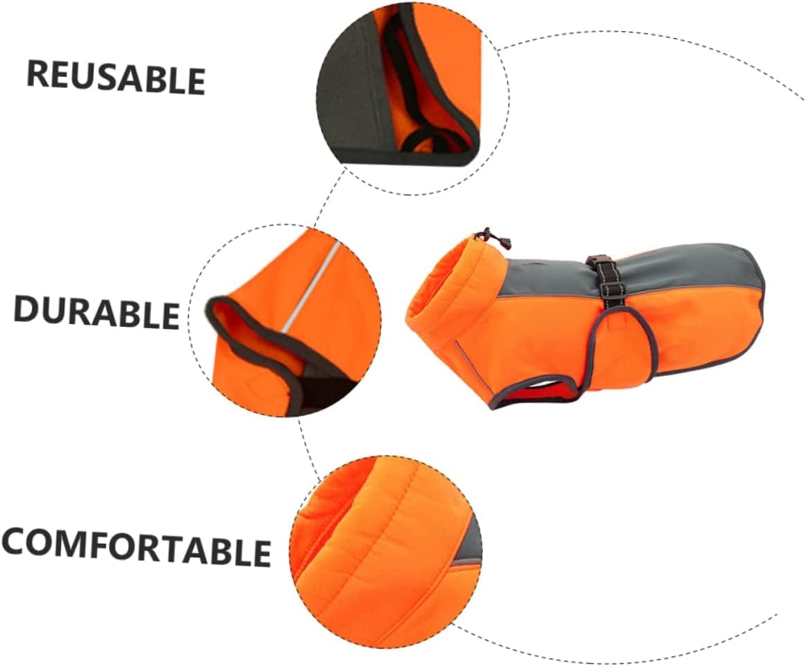 BCOATH 1Pc Pet Jacket Dog Warm Jacket Dogs Vest Clothes Fleece Pet Clothes Pet Warm Clothing Puppy Reflective Vest Dogs Autumn Raincoat Autumn and Winter Plush Dog Orange Polyester Animals & Pet Supplies > Pet Supplies > Dog Supplies > Dog Apparel BCOATH   