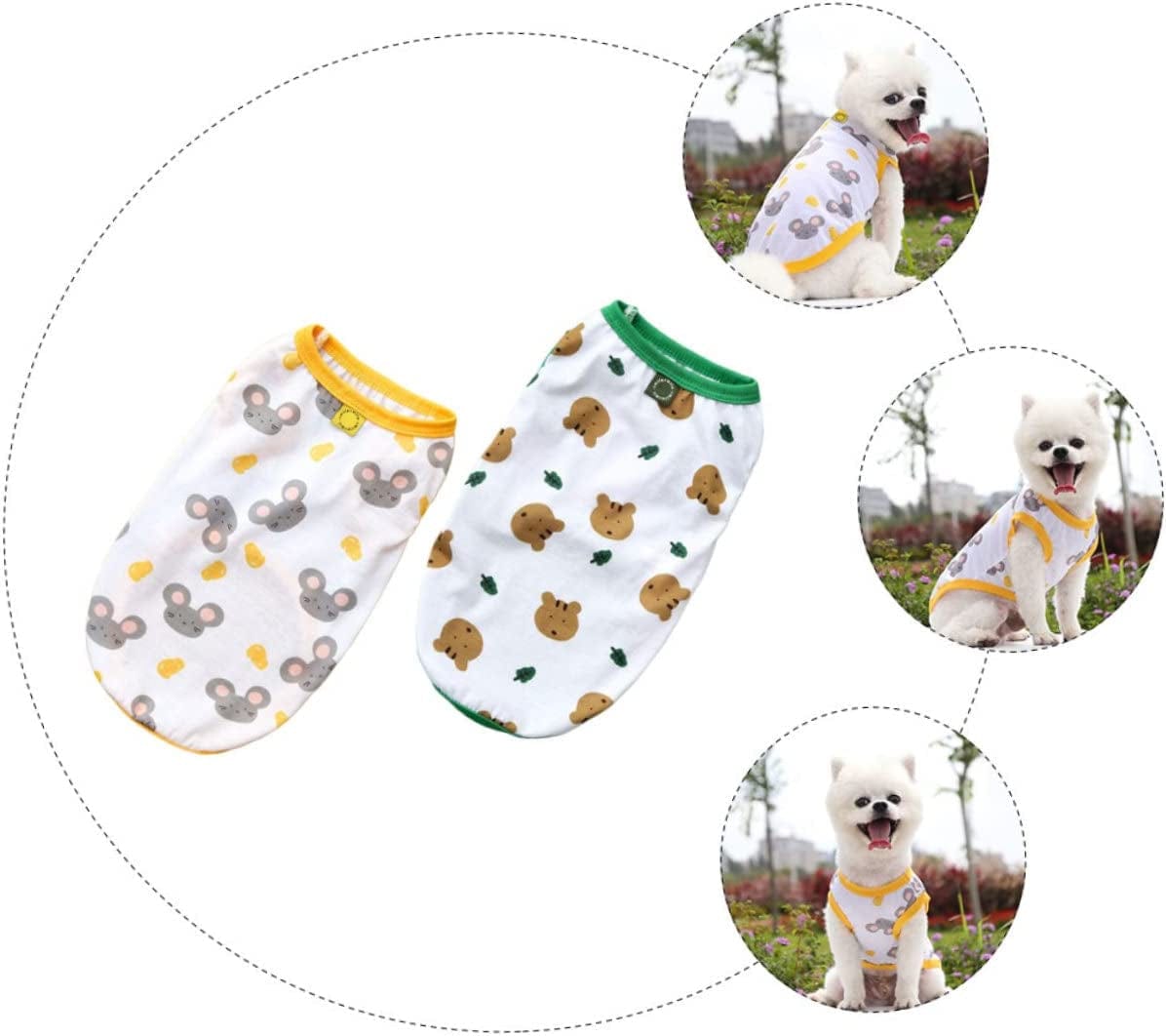 BCOATH 2Pcs Dog Vest Cotton Shirts Puppy Outfits Plaid Shirt Dog Cooling Shirt Cotton Fashion T- Shirt Stretchy Dog Clothes Apparel for Pet Lovely Dog Vests Pet Apparel Pet Outfit Poodle Animals & Pet Supplies > Pet Supplies > Dog Supplies > Dog Apparel BCOATH   