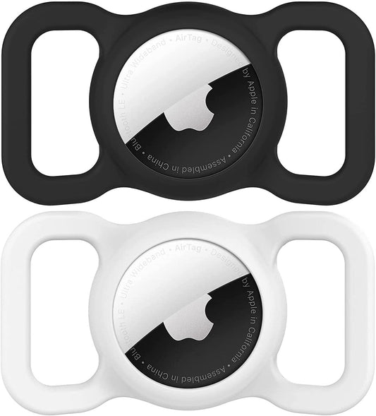 Airtag Dog Collar Holder(2 Pack) for Apple Airtags Anti-Lost Air Tag Holder Case Compatible with Cat Dog Collars (Black&White) Electronics > GPS Accessories > GPS Cases SWINCHO Black&White  