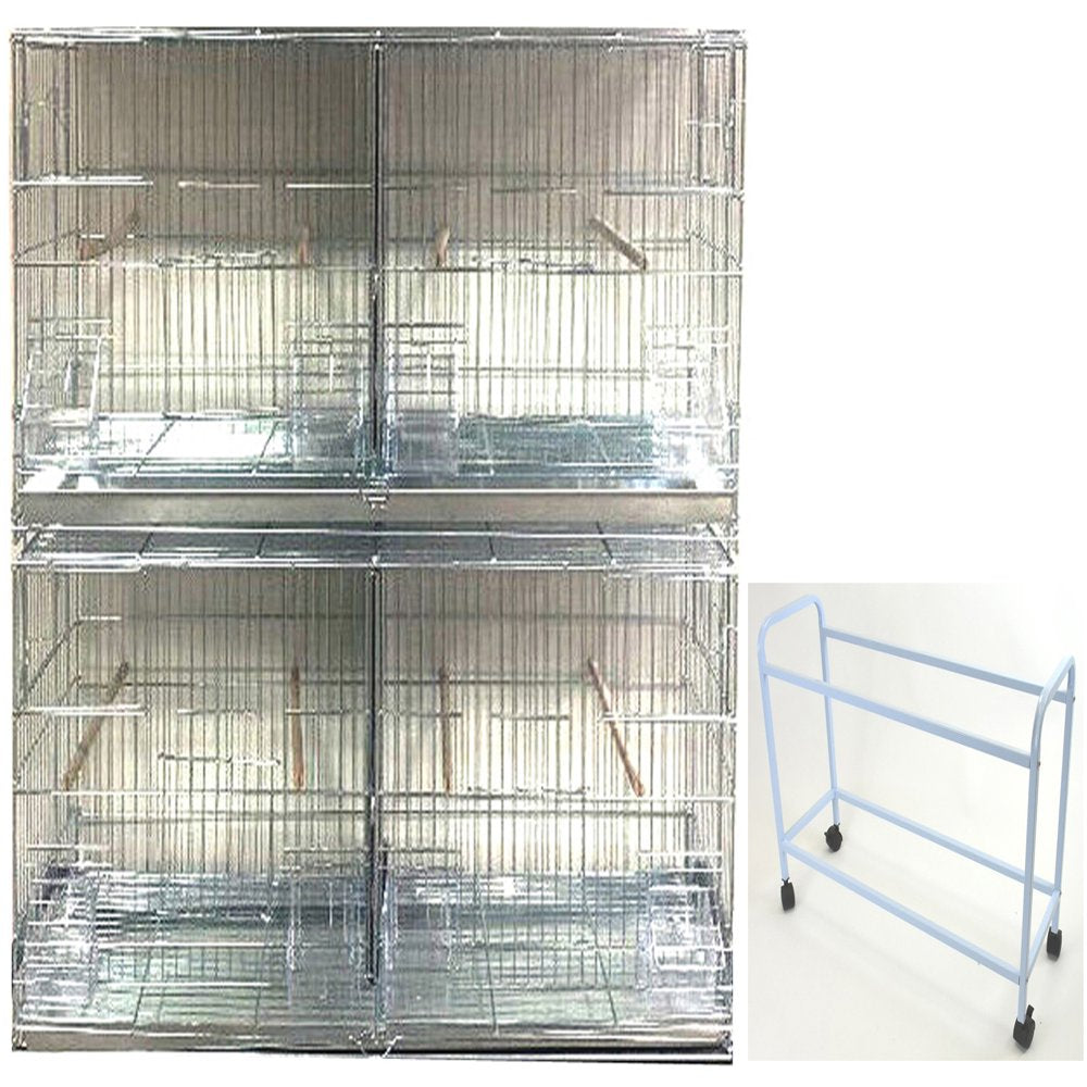 EXTRA LARGE Combo-2 of Galvanized Zinc Plated Stack & Lock Double Breeding Breeder Flight Bird Cage Center Dividers Side Breeding Nest Doors with Rolling Stand Animals & Pet Supplies > Pet Supplies > Bird Supplies > Bird Cages & Stands Mcage   