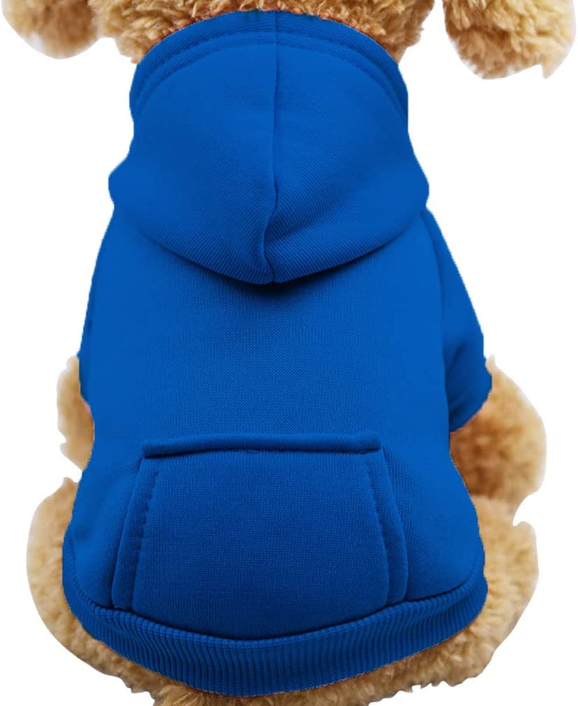 Jecikelon Winter Dog Hoodie Sweatshirts with Pockets Warm Dog Clothes for Small Dogs Chihuahua Coat Clothing Puppy Cat Custume (Medium, Orange) Animals & Pet Supplies > Pet Supplies > Dog Supplies > Dog Apparel Jecikelon Dark Blue X-Small 