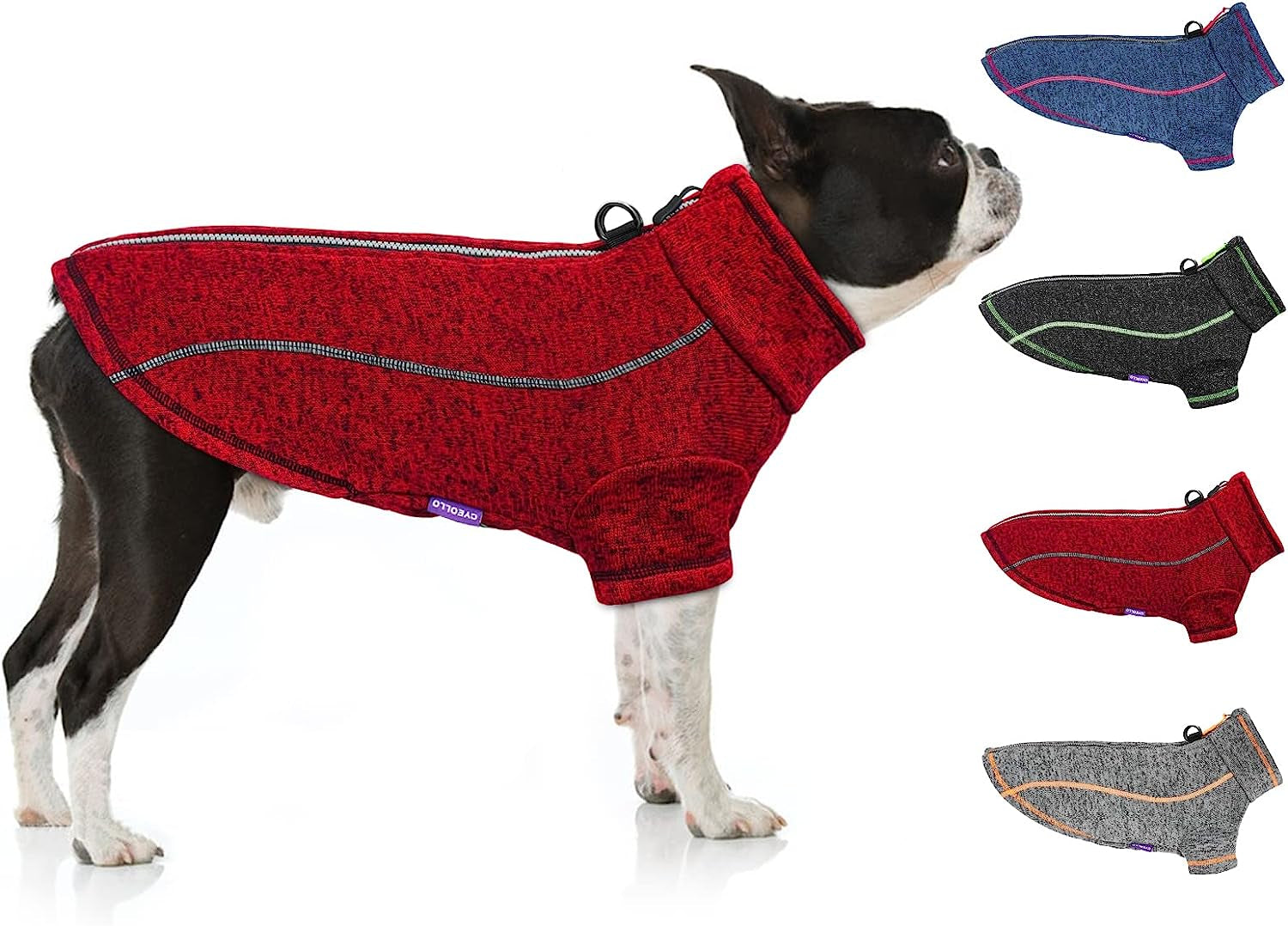 Cyeollo Dog Fleece Jacket Step in Reflective Dog Coats with D Ring Zipper up Dog Clothes Sweaters for Small Dogs Grey Animals & Pet Supplies > Pet Supplies > Dog Supplies > Dog Apparel cyeollo Red M-Chest (15"-17") 