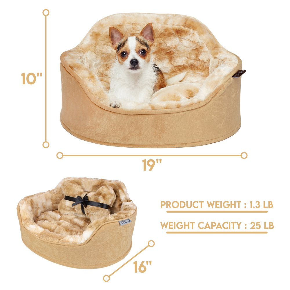 Precious Tails Faux Fur Princess Cat Dog Bed with Plush Bone Pillow – Small Animals & Pet Supplies > Pet Supplies > Cat Supplies > Cat Beds Precious Tails   