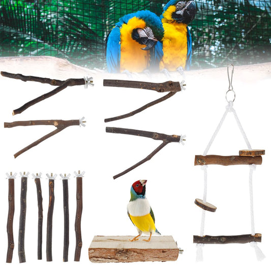 Duety Bird Standing Stick，Parrot Standing Natural Wood Stick Platform Wooden Exercise Climbing Paw Grinding Toy Birdcage Accessories for Parrot Animals & Pet Supplies > Pet Supplies > Bird Supplies > Bird Cage Accessories Duety 2pcs  