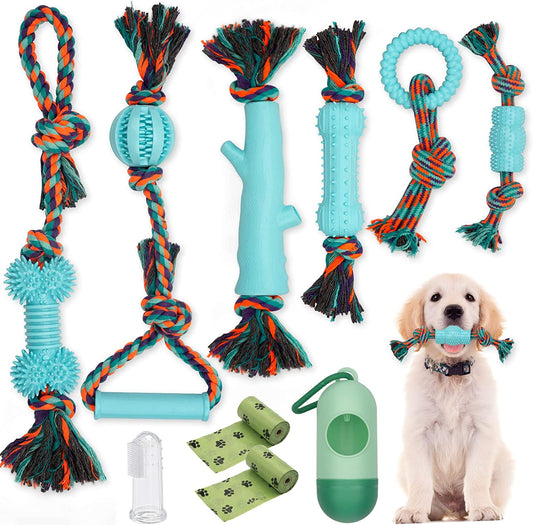 AUKZON Dog Chew Toys 6 Pack, Dog Rope Toys Indestructible - Durable Dog Toys for Boredom, Natural Cotton Rubber, Tug of War, Puppy Teething Toys Convex Design for Small Medium Dogs Animals & Pet Supplies > Pet Supplies > Dog Supplies > Dog Apparel AUKZON   