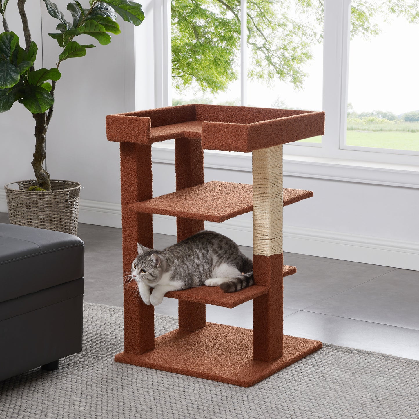 Naomi Home Multi-Level Cat Scratch Tower Wooden Furniture, Cat Home for Large, Small, Little Cats-Color: Beige Animals & Pet Supplies > Pet Supplies > Cat Supplies > Cat Furniture Naomi Home Red  