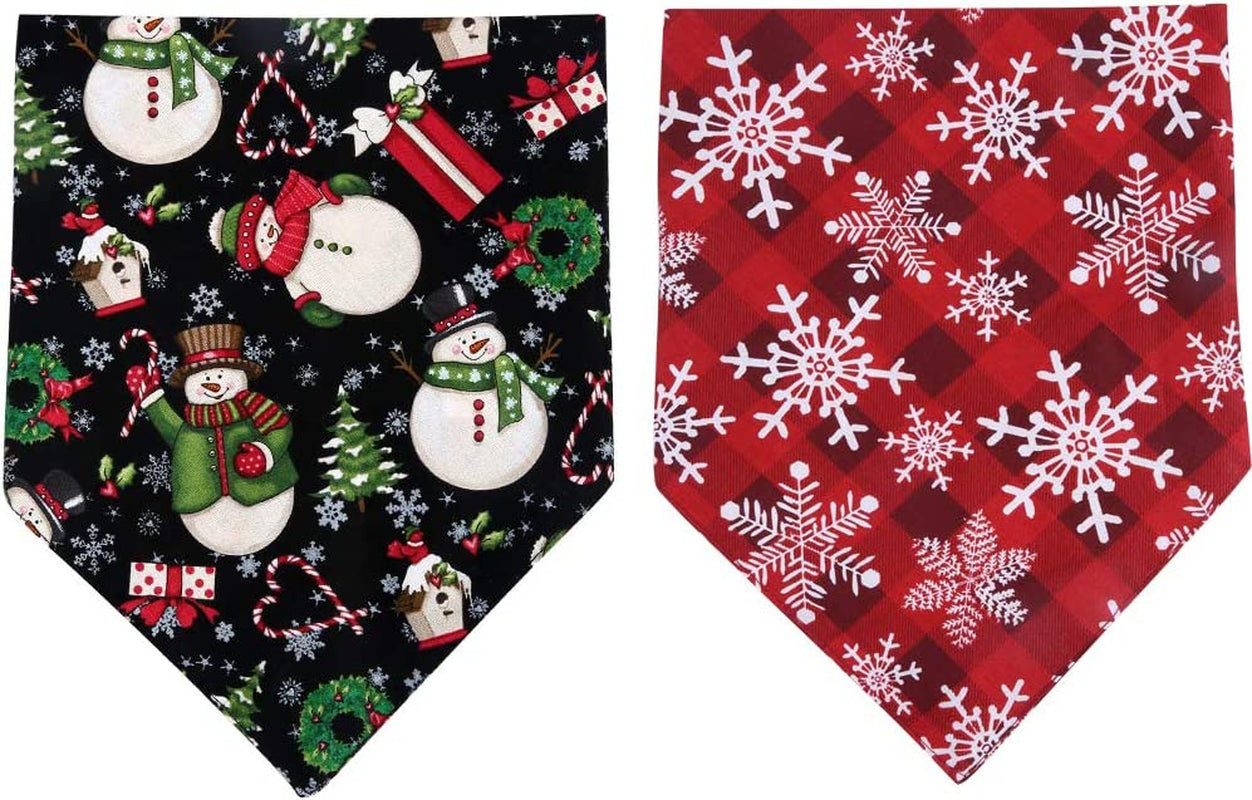 2 Pack Christmas Dog Bandana Reversible Triangle Bibs Scarf Accessories for Dogs Cats Pets Animals Animals & Pet Supplies > Pet Supplies > Dog Supplies > Dog Apparel KZHAREEN   