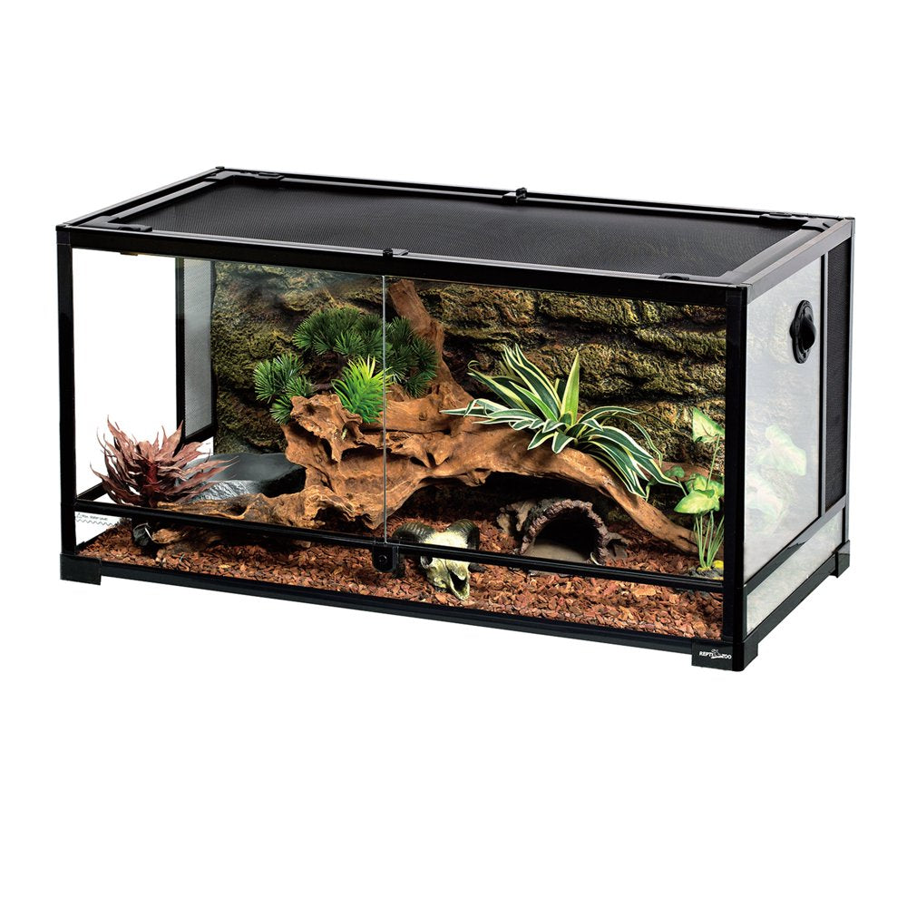 REPTI-ZOO Reptile Glass Terrarium, Double Hinge Door with Screen Ventilation Reptile 36" X 18" X 18" Animals & Pet Supplies > Pet Supplies > Reptile & Amphibian Supplies > Reptile & Amphibian Substrates Etan Pet Supplies Inc.   