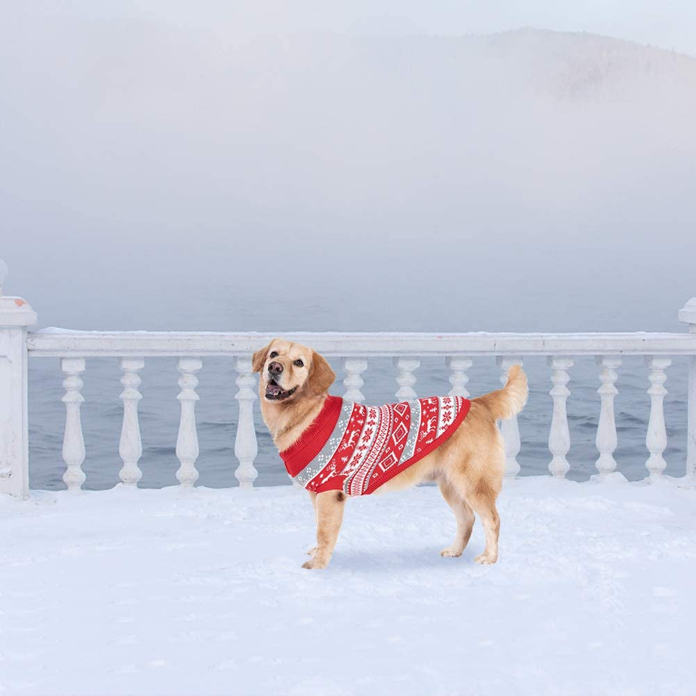 Christmas Snowflake Turtleneck Dog Sweater - Cute Pullover Pet Knitwear Cold Weather Clothes Outfit for Cats & Dogs Animals & Pet Supplies > Pet Supplies > Dog Supplies > Dog Apparel BINGPET   