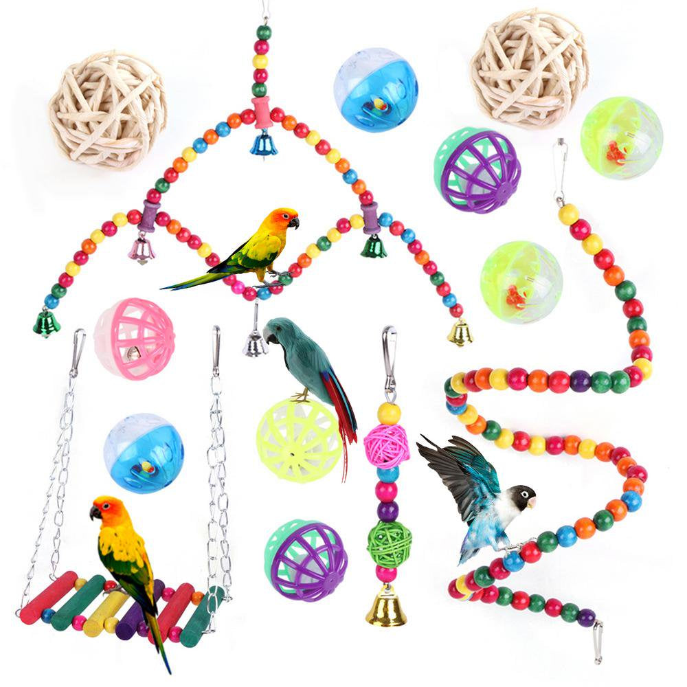 Pakewalm Colorful Bird Toys Pet Birds Chew Toy 14Pcs Swing Standing Chewing Toys for Small Parrots Parakeet Love Birds Finches Parakeet Cage Accessories Welcoming Animals & Pet Supplies > Pet Supplies > Bird Supplies > Bird Cage Accessories Pakewalm   