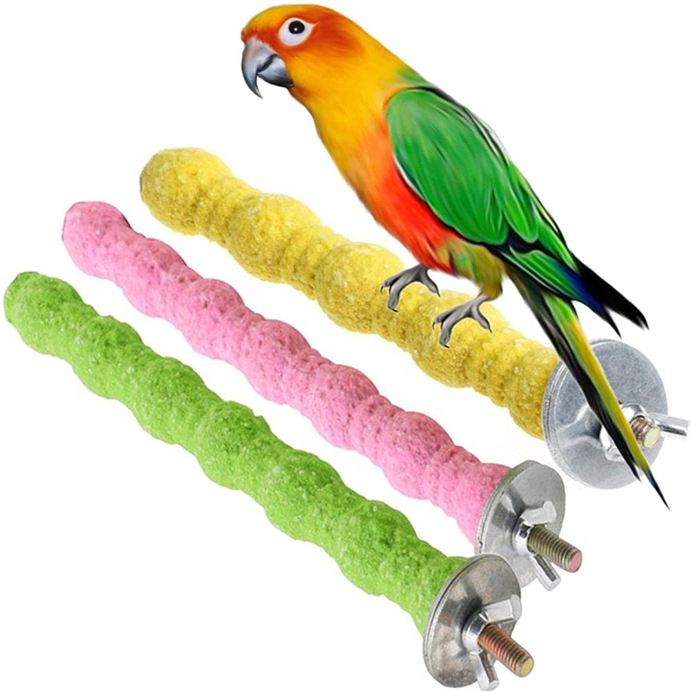 Bird Perch Parrot Stand Cage Accessories Natural Wooden Stick Paw Grinding Rough-Surfaced Chew Toy for Cockatiels,Cockatoo,Lorikeet,Conure,Parakeet 3 Pack (Random Color) Animals & Pet Supplies > Pet Supplies > Bird Supplies > Bird Cage Accessories HONGRON   