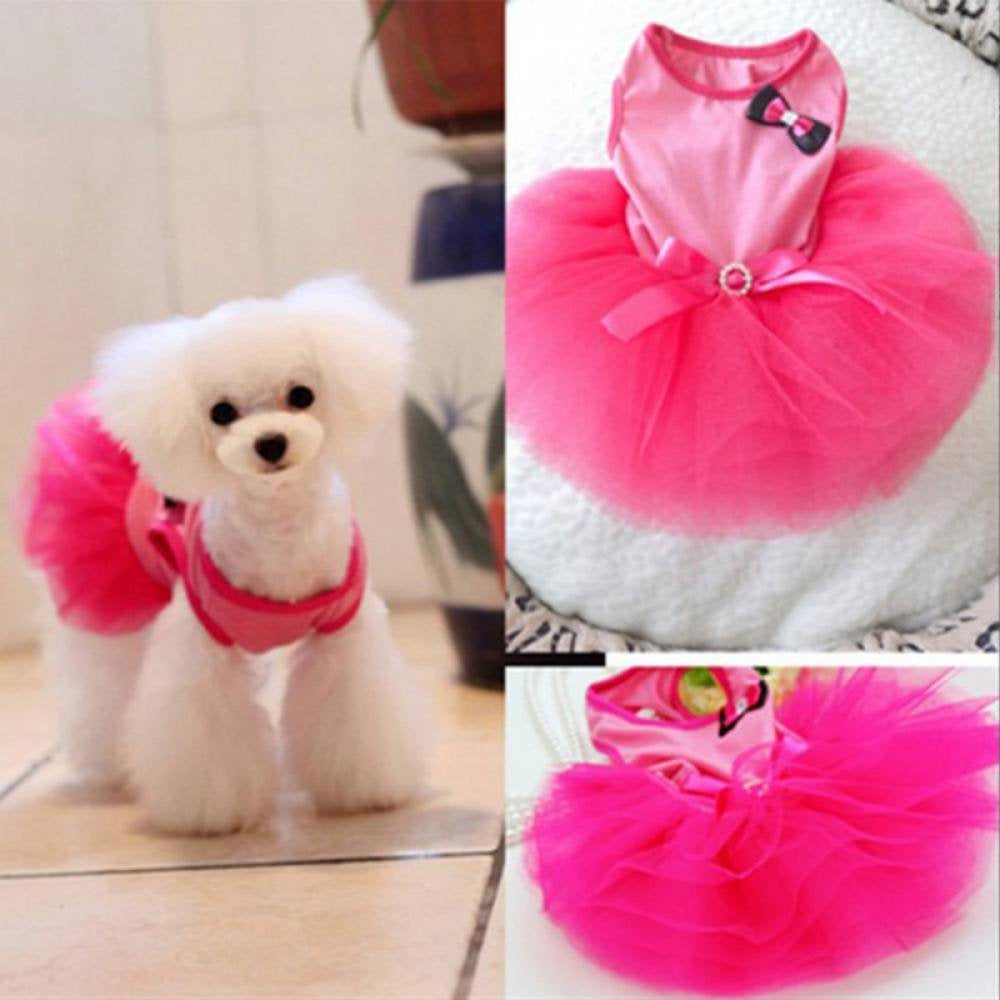 Pink Dog Cat Princess Tutu Dress Bow Bubble Dress Pet Puppy Clothes Dog Apparel Large Clothes for Pets Girl Animals & Pet Supplies > Pet Supplies > Dog Supplies > Dog Apparel Elaydool   