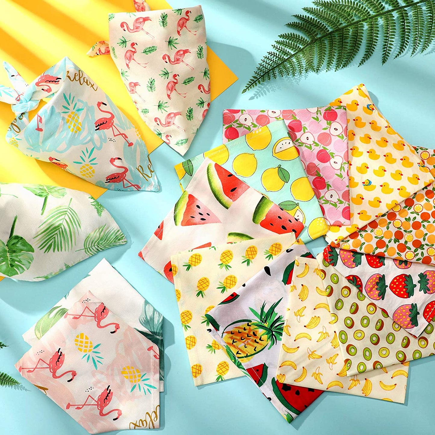 15 Pieces Cute Dog Bandana Pet Triangle Bibs Scarf Cooling Summer Style Flamingo Fruit and Hawaii Pattern Dog Bandana Triangle Pet Bibs for Small to Medium Dog Puppy and Cat Animals & Pet Supplies > Pet Supplies > Dog Supplies > Dog Apparel Weewooday   