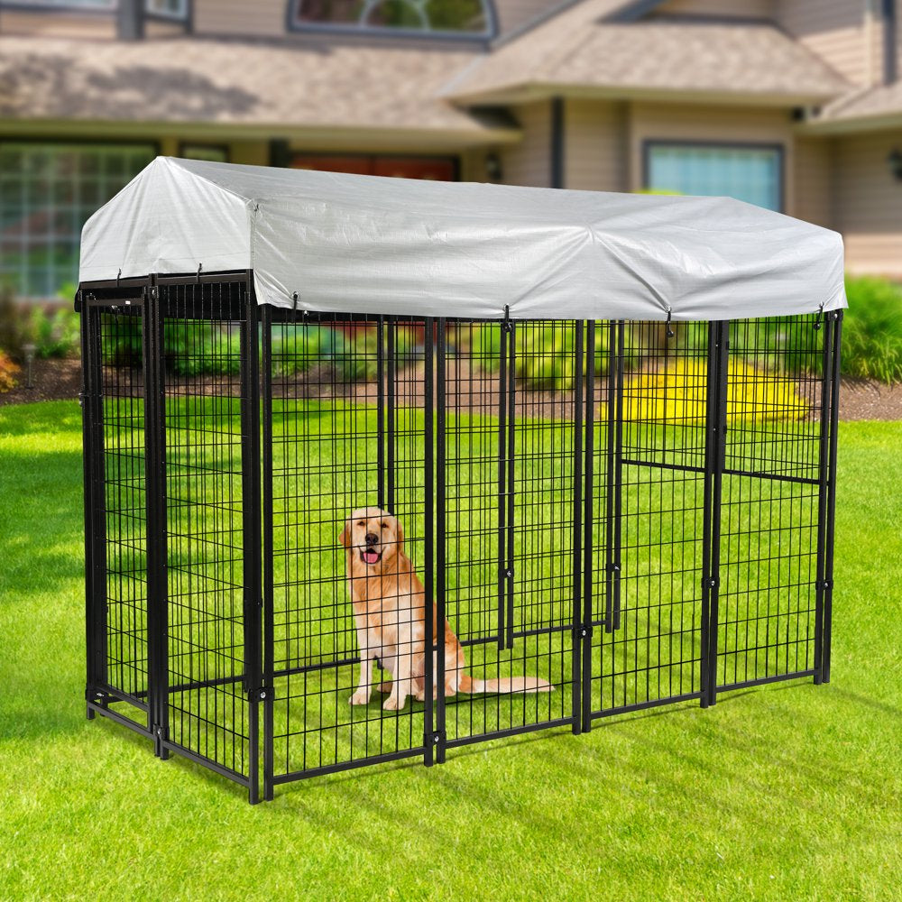 Clearance! 6.9 X 3.3 X 5.6 Ftlarge Dog Kennel Outdoor Steel Fence with Uv-Resistant Oxford Cloth Roof & Secure Lock