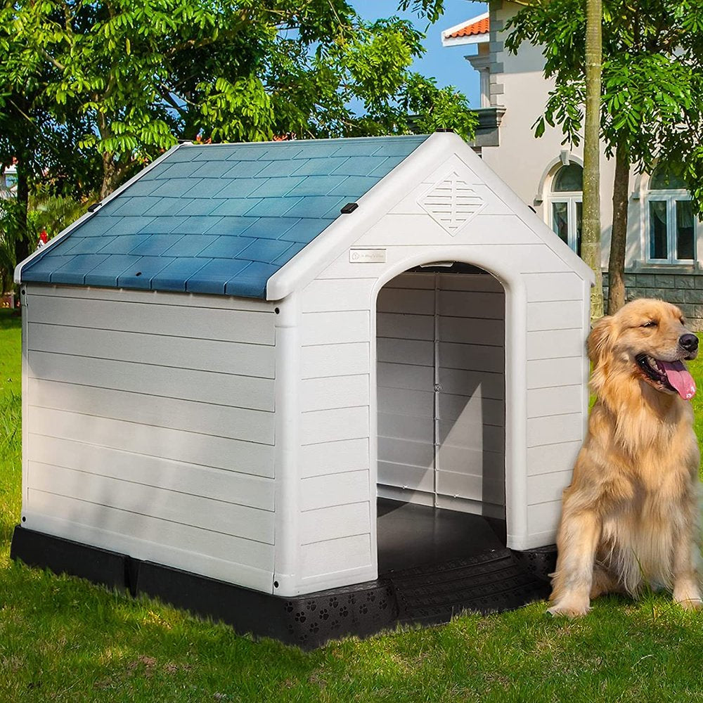 Vitesse Plastic Dog House Outdoor Indoor for Small Medium Larige Dogs,Waterproof Dog Houses with Elevated Floor and Air Vents,Durable Ventilate & Easy Clean and Assemble Animals & Pet Supplies > Pet Supplies > Dog Supplies > Dog Houses Vitesse 42" Blue 