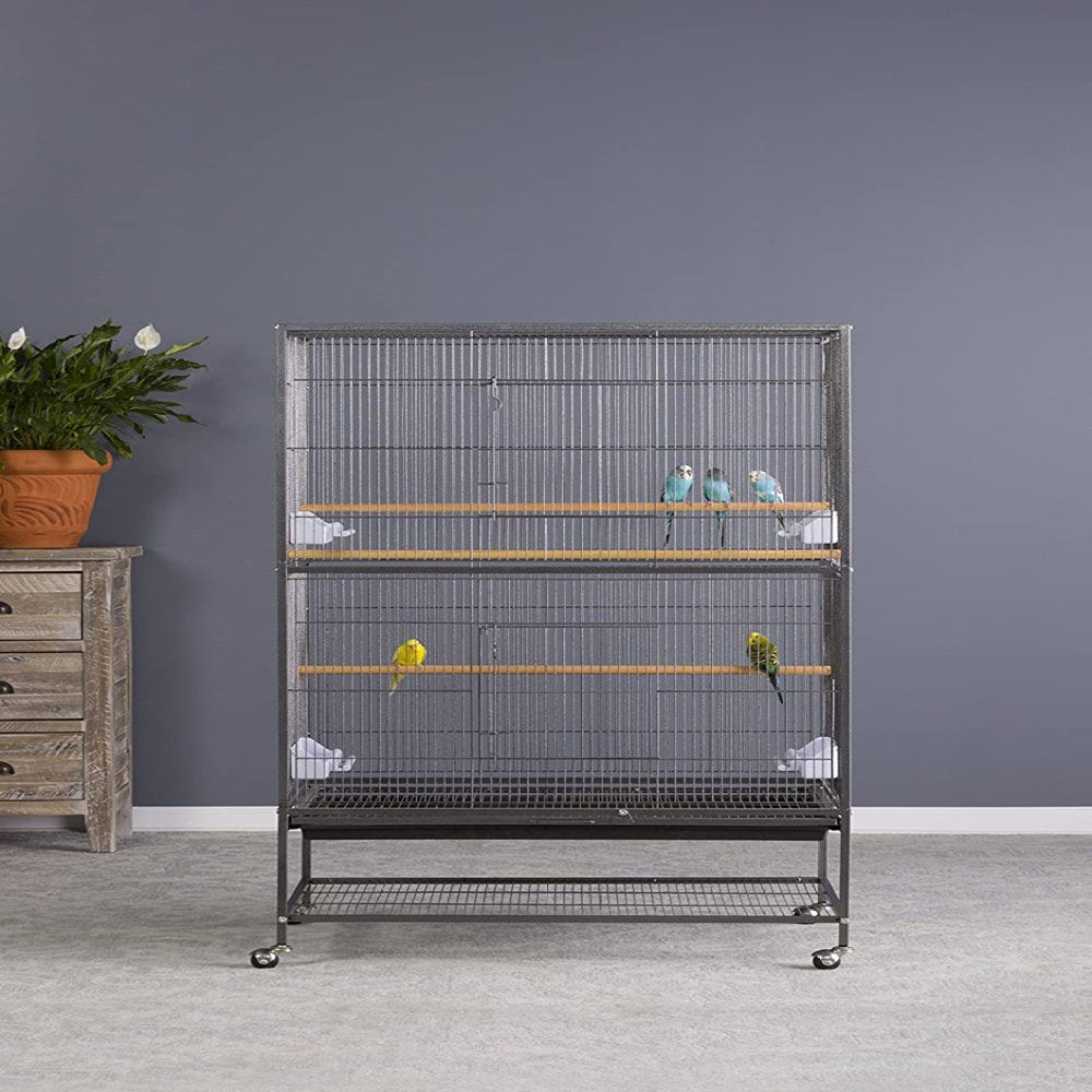 Rovkeav Wrought Iron Flight Cage with Stand F040 Black Bird Cage, 31-Inch by 20-1/2-Inch by 53-Inch, Large Animals & Pet Supplies > Pet Supplies > Bird Supplies > Bird Cages & Stands RovKeav   