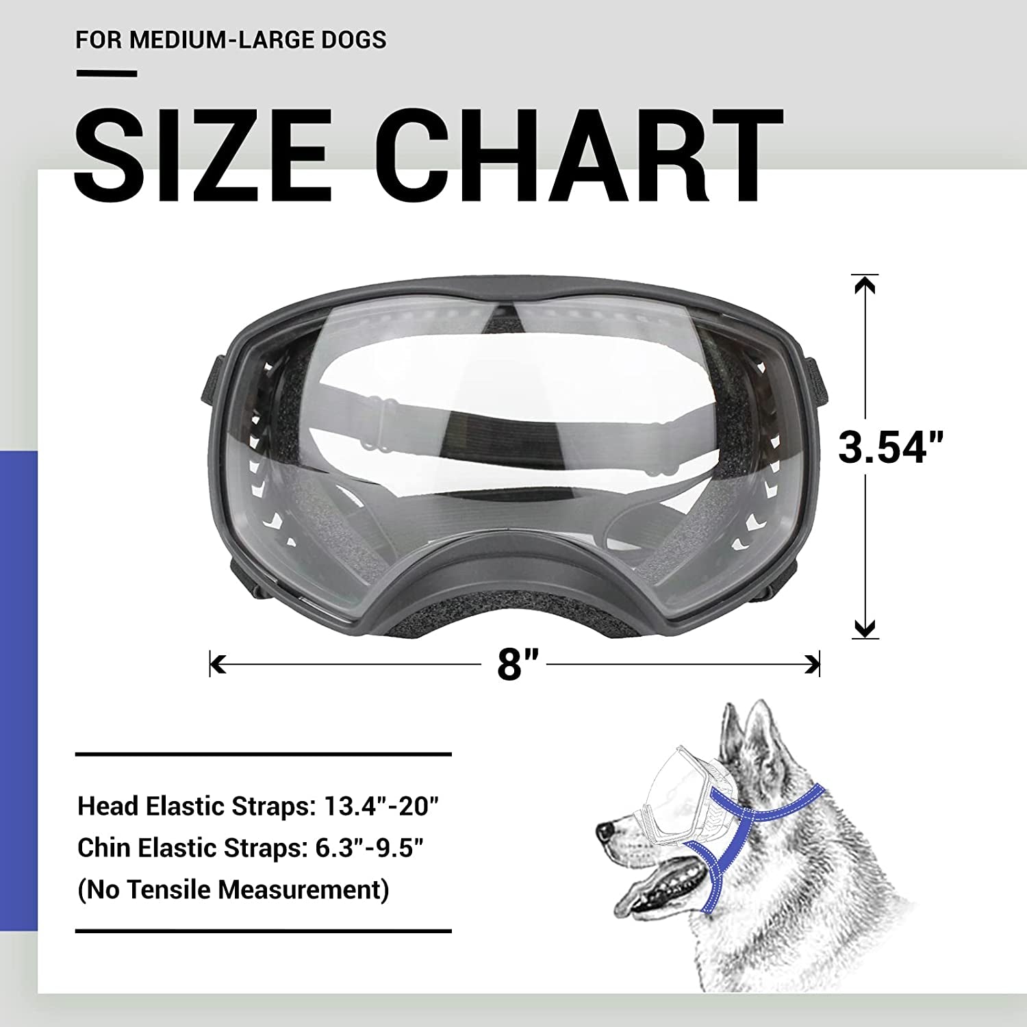 NAMSAN Dog Goggles Clear Lens for Medium-Large Breed UV Protection Dog Sunglasses Anti-Fog Windproof Transparent Lens for Outdoor Dogs Eye Safety, Black Animals & Pet Supplies > Pet Supplies > Dog Supplies > Dog Apparel Namsan   