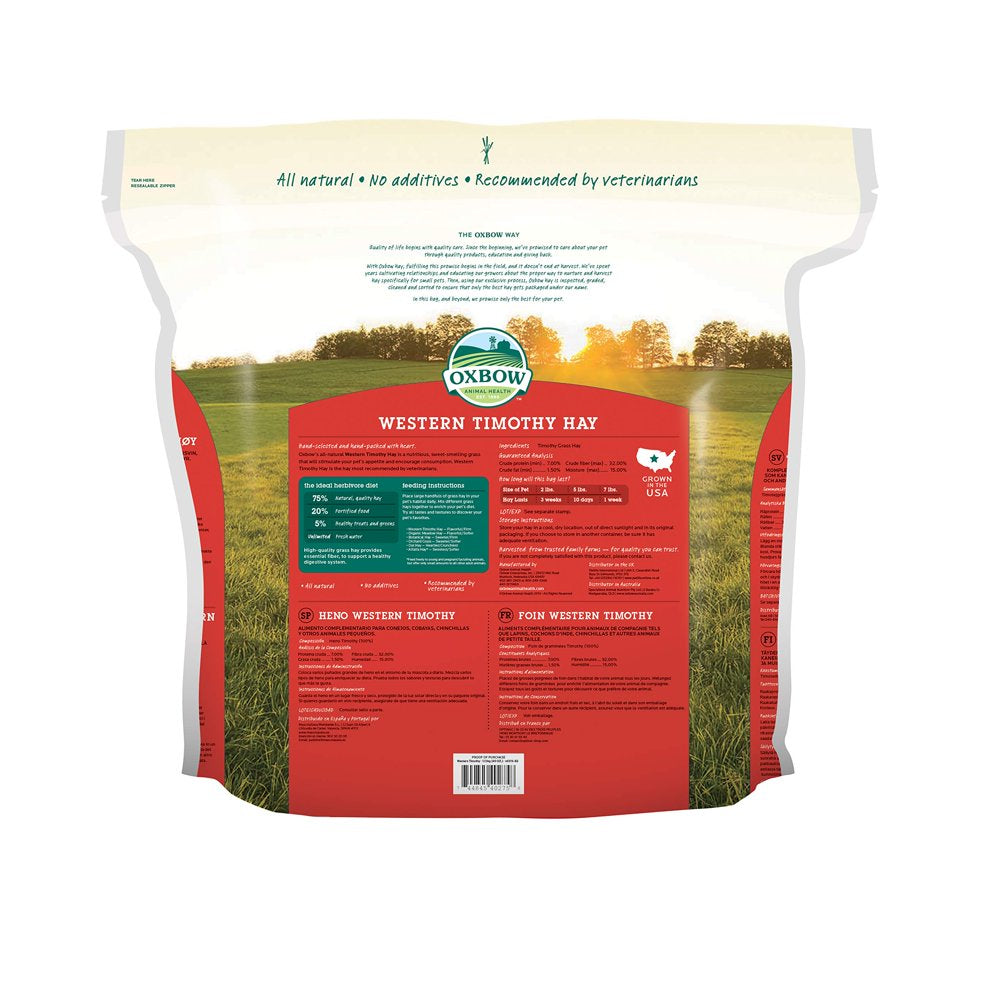 Oxbow Pet Products Western Timothy Hay Small Animal Food, 40 Oz. Animals & Pet Supplies > Pet Supplies > Small Animal Supplies > Small Animal Food Oxbow Animal Health   