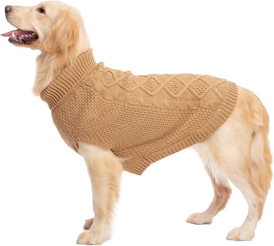 Mihachi Turtleneck Dog Sweater - Winter Coat Apparel Classic Cable Knit Clothes with Leash Hole for Cold Weather, Ideal Gift for Pet in New Year Animals & Pet Supplies > Pet Supplies > Dog Supplies > Dog Apparel Mihachi   