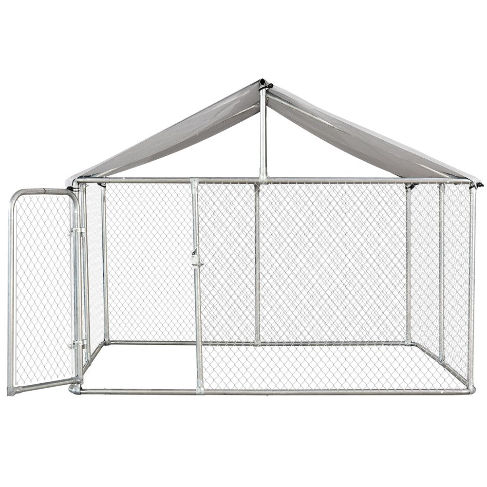 Dcenta 7.5'X7.5'X5.6' Large Outdoor Dog Kennel Galvanized Steel Fence with Oxford Cloth Roof and Lock Animals & Pet Supplies > Pet Supplies > Dog Supplies > Dog Kennels & Runs Dcenta   